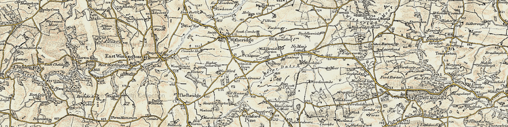 Old map of Stretch Down in 1899-1900