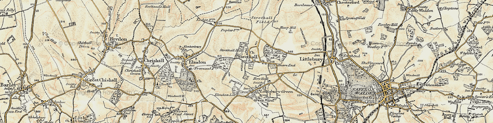 Old map of Strethall in 1898-1901