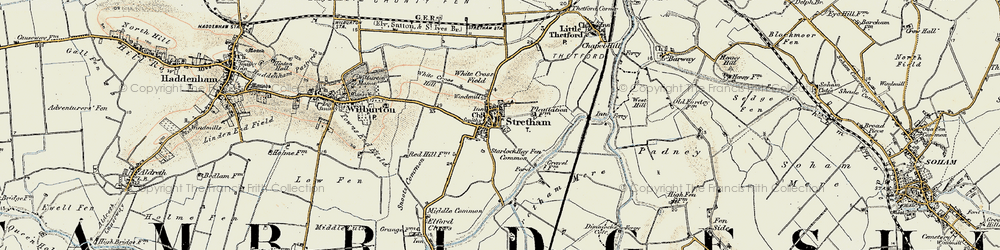 Old map of Stretham in 1901