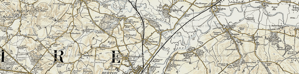 Old map of Stretton in 1902
