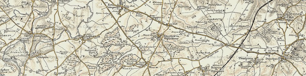 Old map of Stretton-on-Dunsmore in 1901-1902