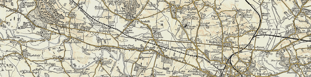 Old map of Stretton Sugwas in 1900-1901