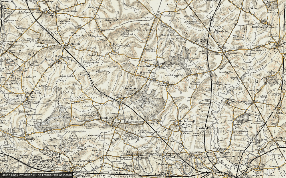 Old Map of Stretton under Fosse, 1901-1902 in 1901-1902
