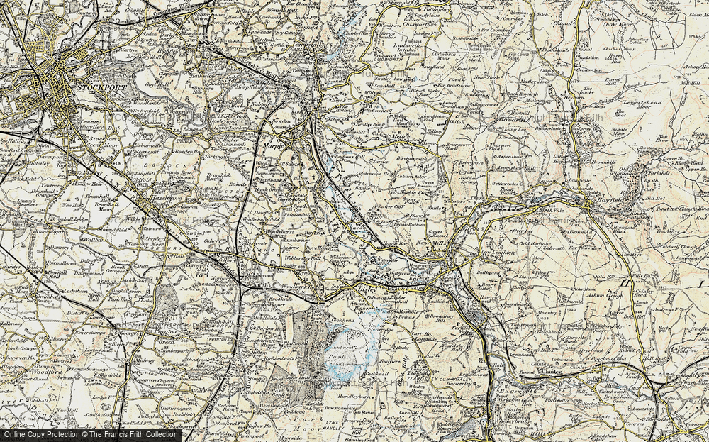Old Map of Strines, 1903 in 1903
