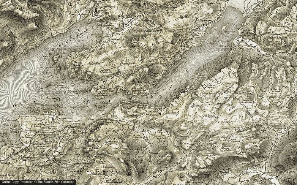 Old Map of Historic Map covering Strome Castle in 1908-1909