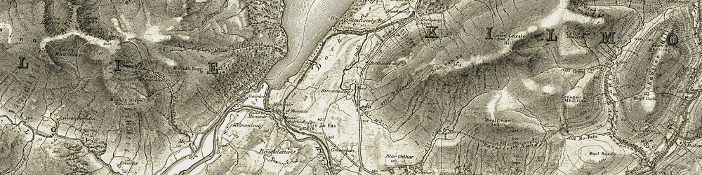 Old map of Stronaba in 1906-1908