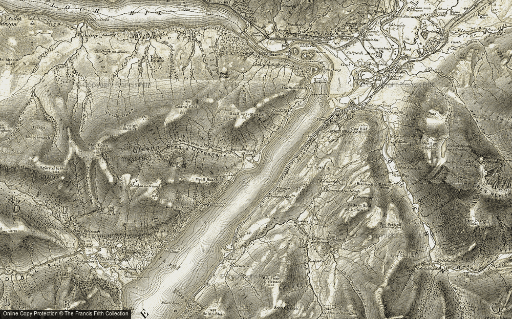 Old Map of Historic Map covering Abhainn Sròn a' Chreagain in 1906-1908