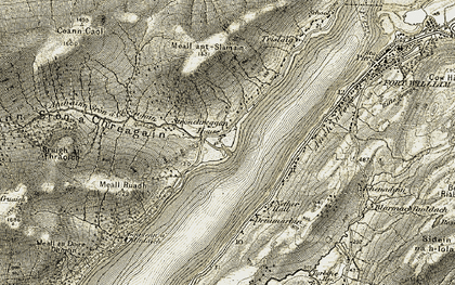 Old map of Abhainn Sròn a' Chreagain in 1906-1908