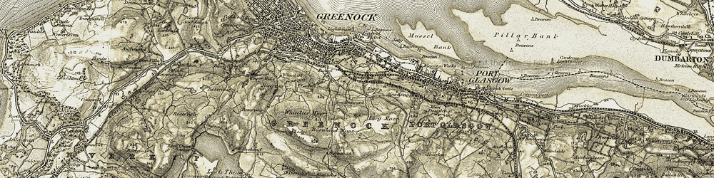 Old map of Burnhead Moor in 1905-1907