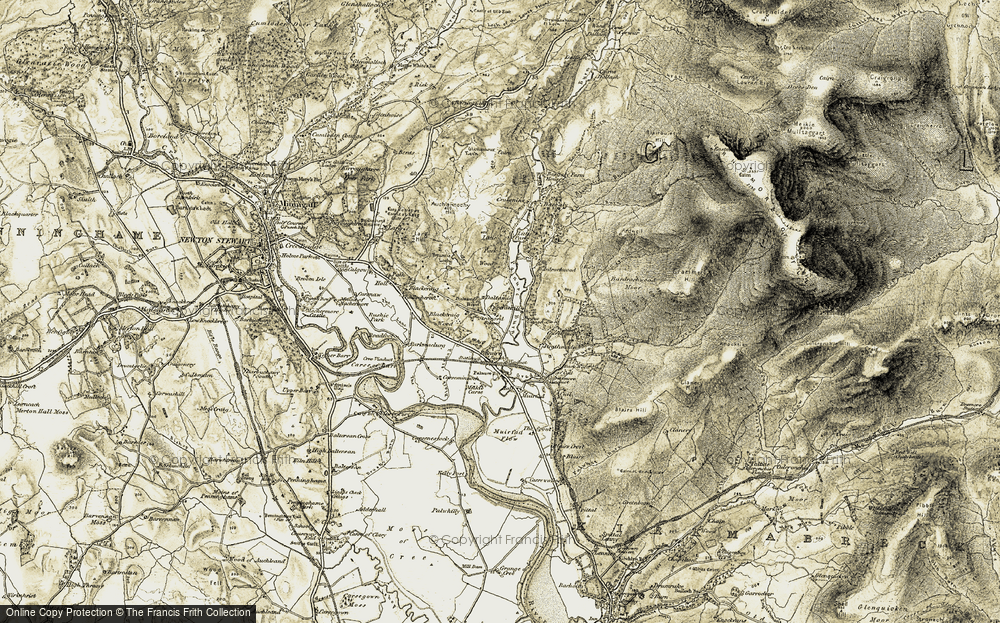 Old Map of Historic Map covering Auchlannochy Hill in 1905