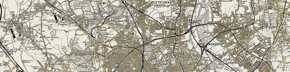 Old map of Stroud Green in 1897-1898