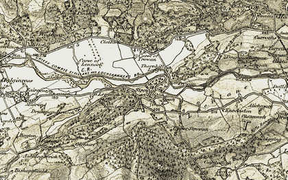 Old map of Strowan in 1906-1907