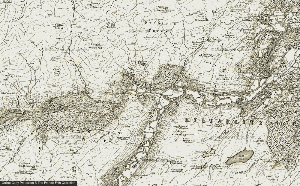Old Map of Historic Map covering Tighchuig in 1908-1912