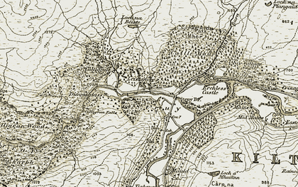Old map of Dunmaglass in 1908-1912