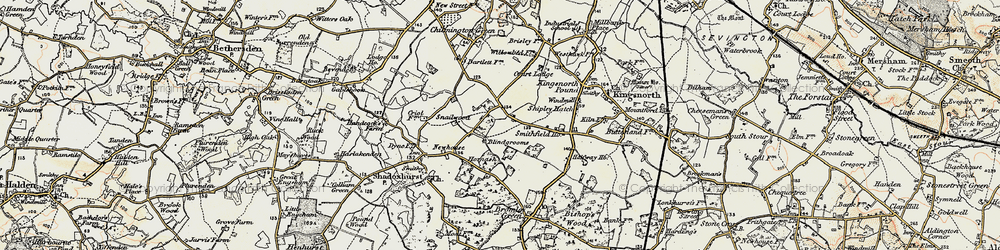 Old map of Stubb's Cross in 1897-1898