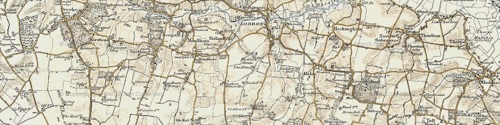 Old map of Stubbs Green in 1901-1902