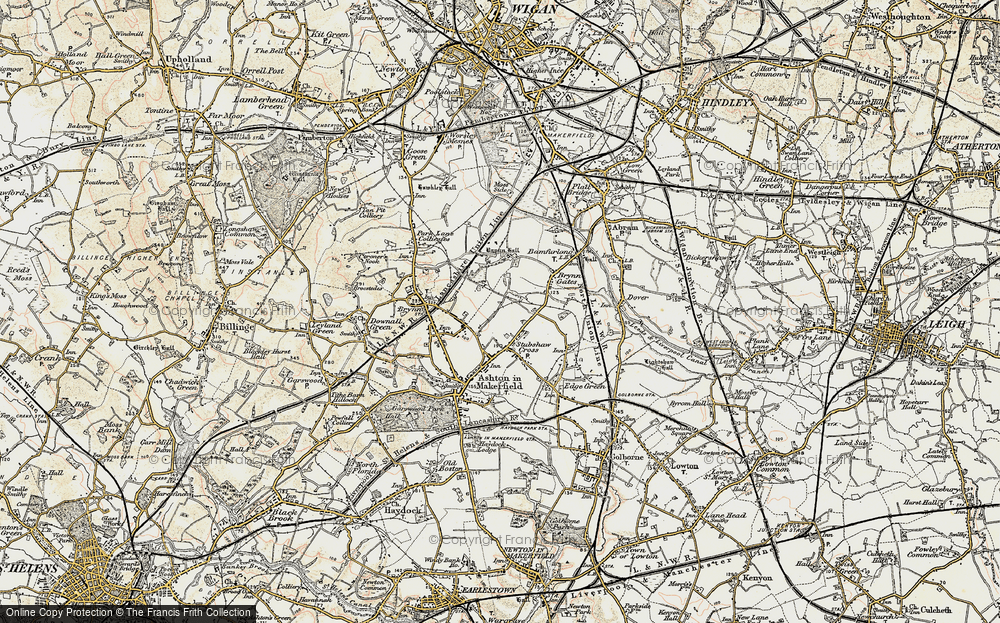Old Map of Historic Map covering Bryn Hall in 1903