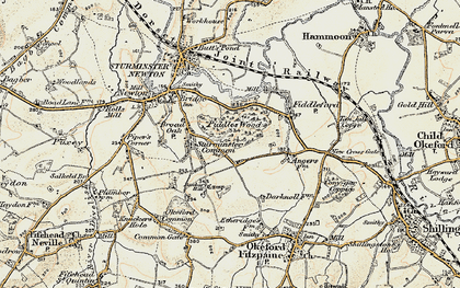 Old map of Sturminster Common in 1897-1909