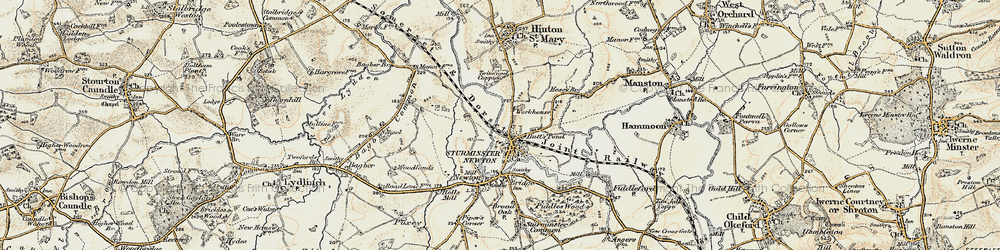 Old map of Sturminster Newton in 1897-1909