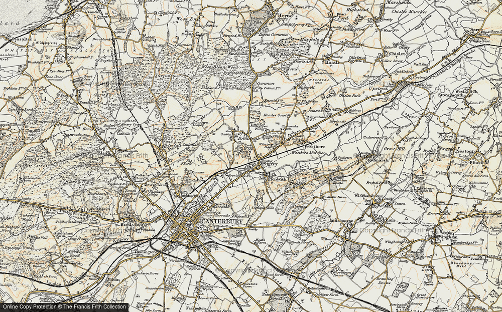 Old Map of Sturry, 1898-1899 in 1898-1899