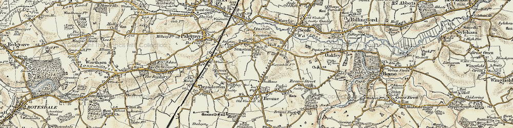 Old map of Stuston in 1901-1902