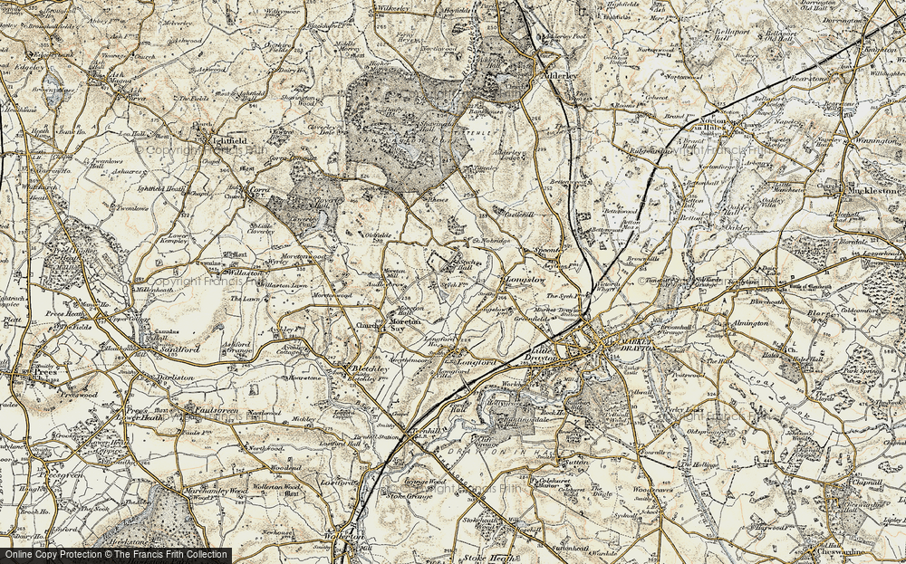 Old Map of Historic Map covering Nobridge in 1902