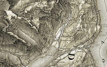 Old map of Allt a' Bhalachain in 1905-1907