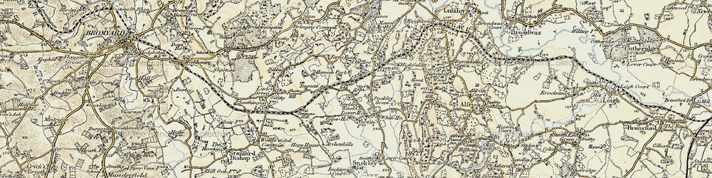 Old map of Suckley Green in 1899-1901