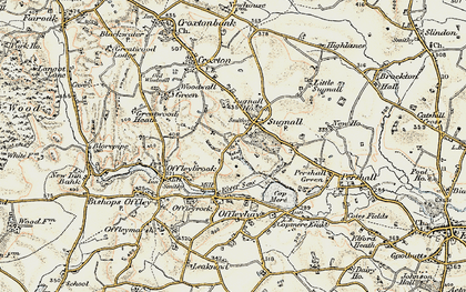 Old map of Sugnall in 1902