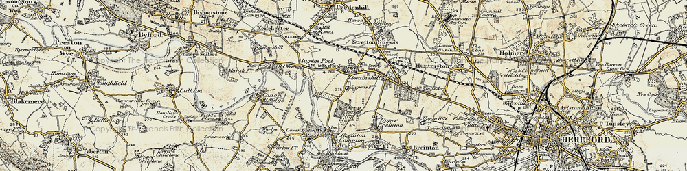 Old map of Sugwas Pool in 1900-1901