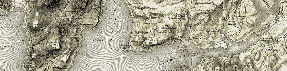 Old map of Boreraig in 1906-1909