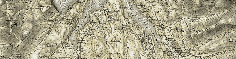 Old map of Breabost Burn in 1909