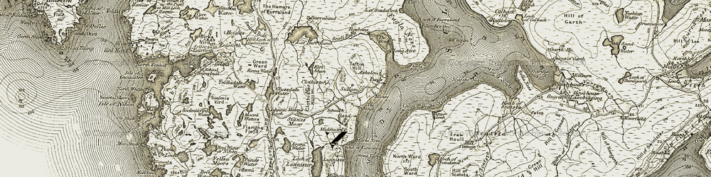 Old map of Sullom in 1912
