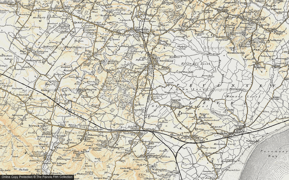 Old Map of Historic Map covering Downash in 1898