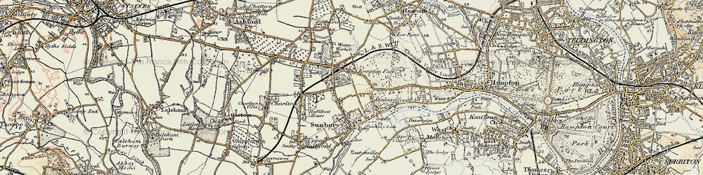 Old map of Sunbury in 1897-1909