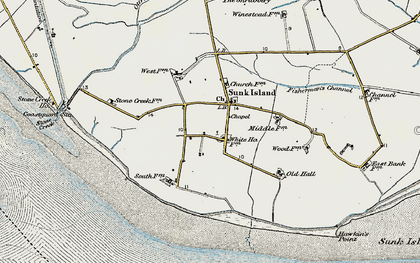 Old map of Sunk Island in 1903-1908