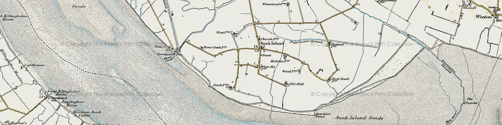 Old map of Sunk Island in 1903-1908