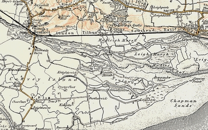 Old map of Two Tree Island in 1897-1898