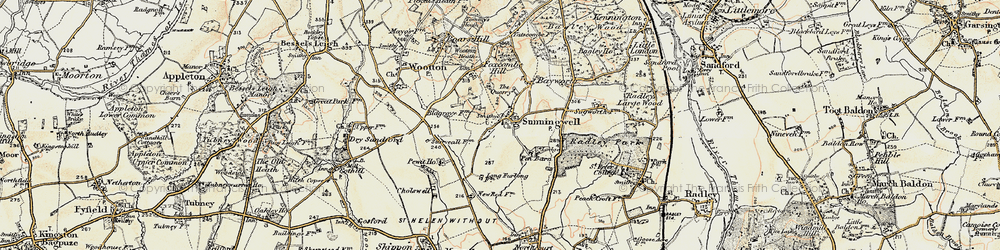 Old map of Sunningwell in 1897-1899