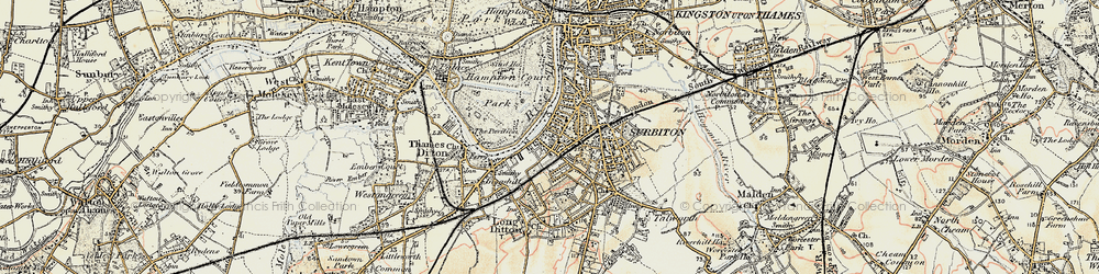 Old map of Surbiton in 1897-1909