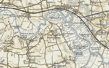 Old map of Surlingham in 1901-1902
