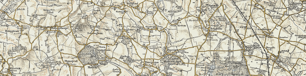 Old map of Sustead in 1901-1902