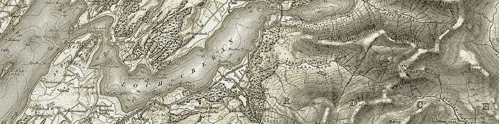Old map of Abhainn Teithil in 1906-1908