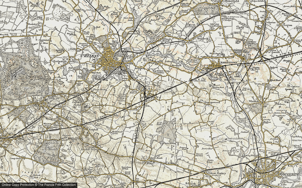 Old Map of Historic Map covering Bold in 1903