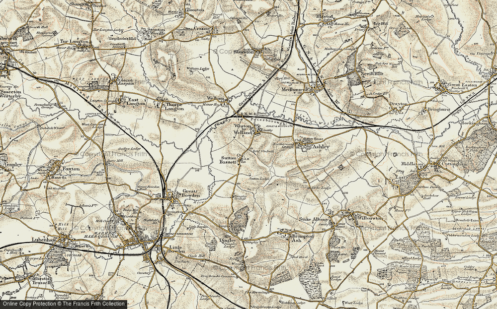 Old Map of Sutton Bassett, 1901-1902 in 1901-1902