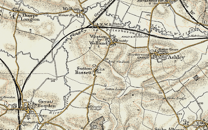 Old map of Sutton Bassett in 1901-1902
