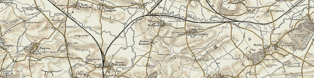 Old map of Sutton Bassett in 1901-1902