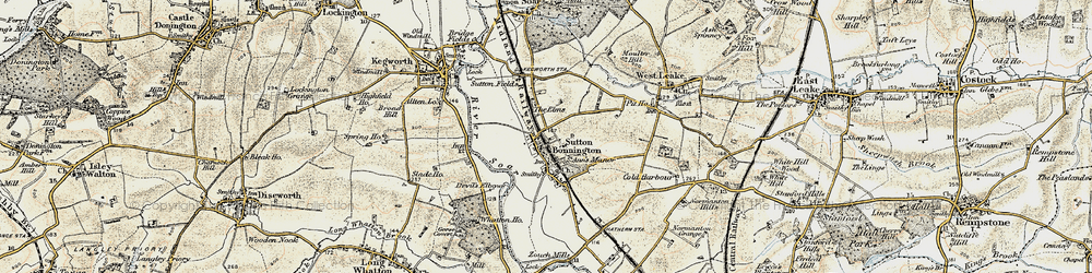 Old map of Sutton Bonington in 1902-1903