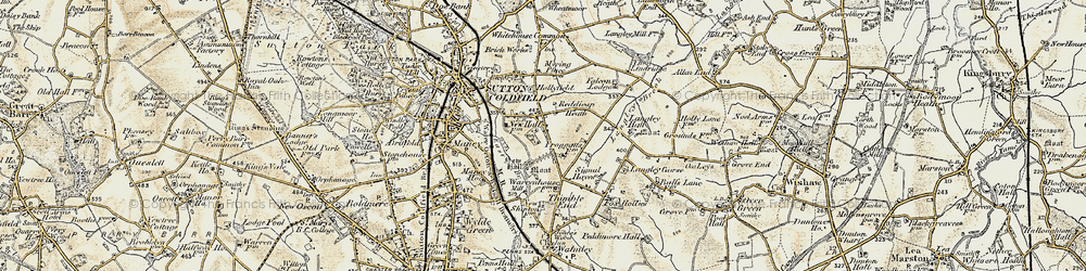 Old map of Sutton Coldfield in 1901-1902