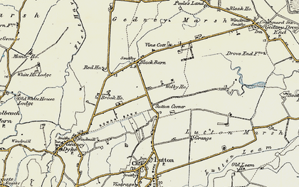 Old map of Lutton Marsh in 1901-1902